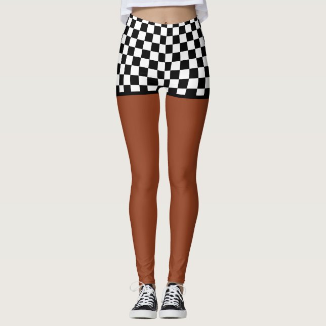 Chequered Flag Shorts - Medium Tone Leggings (Front)
