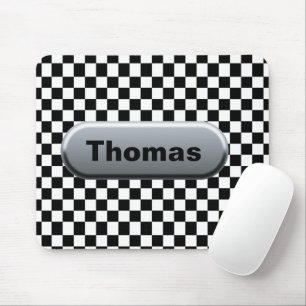 Chequered Flag Silver Finish Custom Mouse Pad