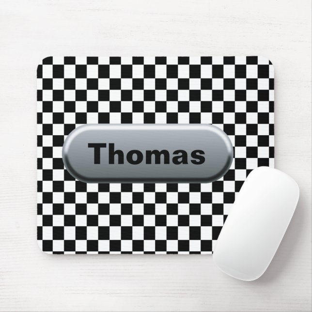 Chequered Flag Silver Finish Custom  Mouse Pad (With Mouse)