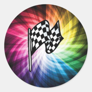 Chequered Flag Spectrum Classic Round Sticker
