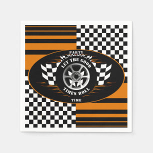 Chequered Flag Sports Car Racing Birthday Party Napkin