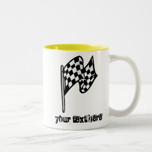 Chequered Flag; yellow Two-Tone Coffee Mug