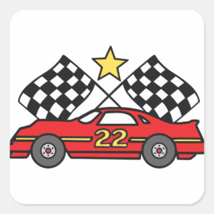 Chequered Flags Car Square Sticker