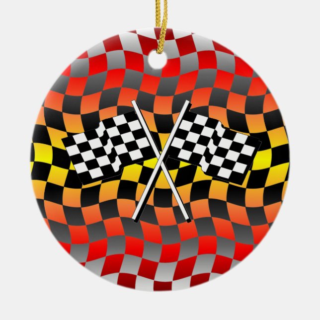 chequered flags ceramic ornament (Front)