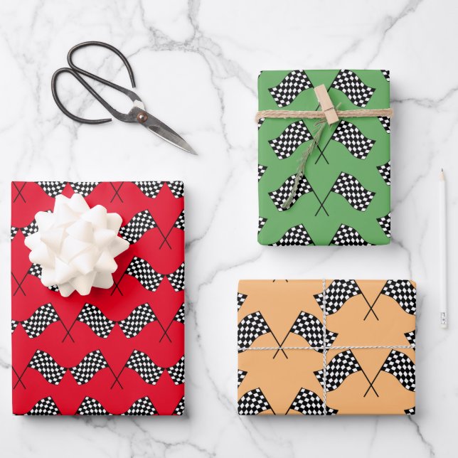 Chequered Flags Design Wrapping Paper Sheets (Front)