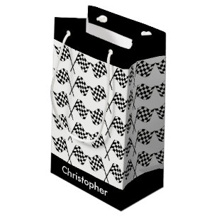 Chequered Flags Racing Personalised Small Gift Bag