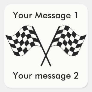 Chequered Flags Racing Personalised Square Sticker