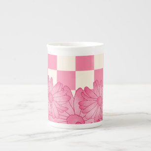 Chequered Floral Pattern Coquette Speciality Mug