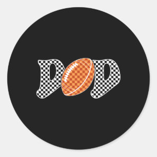 Chequered Football Dad For Men Fathers Day Classic Round Sticker