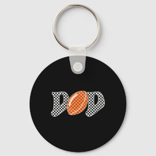 Chequered Football Dad For Men Fathers Day  Key Ring