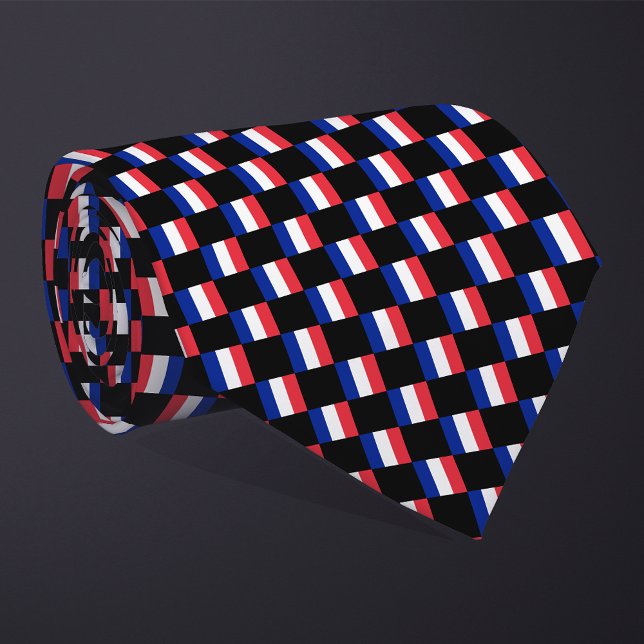 Chequered France Flag Pattern  Tie (Creator Uploaded)