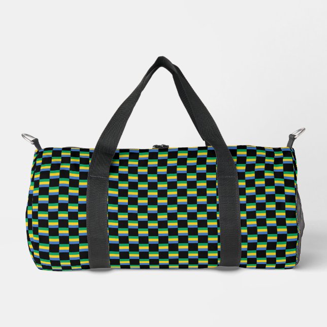 Chequered Gabon Flag Pattern  Duffle Bag (Front)