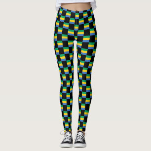 Chequered Gabon Flag Pattern Leggings