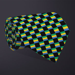Chequered Gabon Flag Pattern Tie