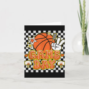 Chequered Game Day Cute Coquette Bow Basketball Wo Card