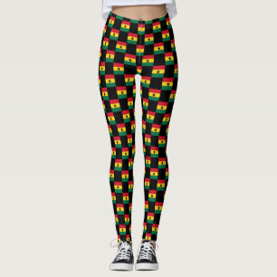 Chequered Ghana Flag Pattern Leggings