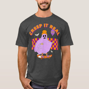 Chequered Ghost Skateboard Creep It Real Funny Hal T-Shirt
