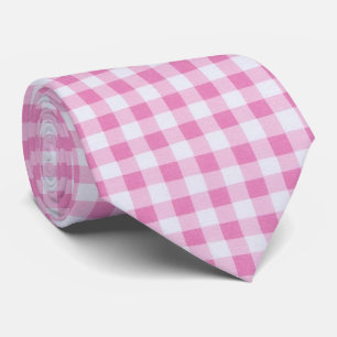 Chequered Gingham Pattern - Pink White Tie