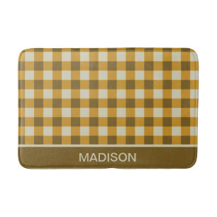 Chequered Gingham Personalised Pattern Bath Mat