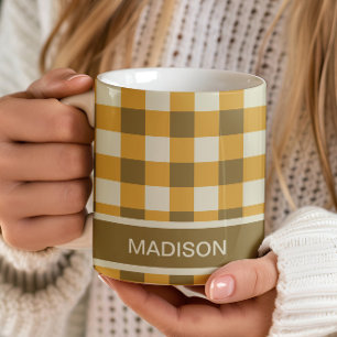 Chequered Gingham Personalised Pattern Coffee Mug