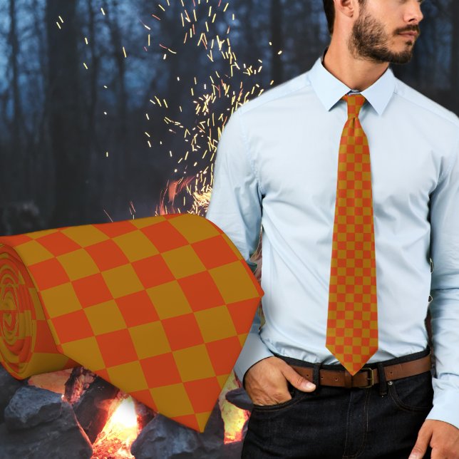 Chequered Gold Orange Fall Colours Tie (Creator Uploaded)