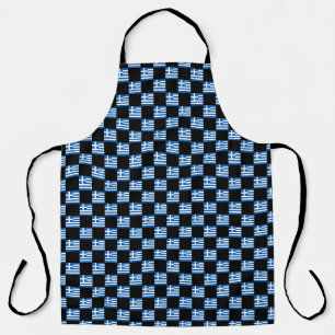 Chequered Greece Flag Pattern Apron