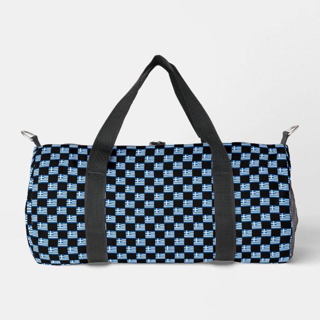 Chequered Greece Flag Pattern  Duffle Bag (Front)