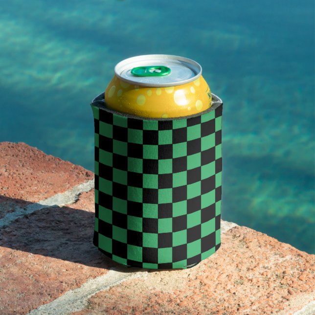 Chequered Green and Black Can Cooler (In Situ Pool)