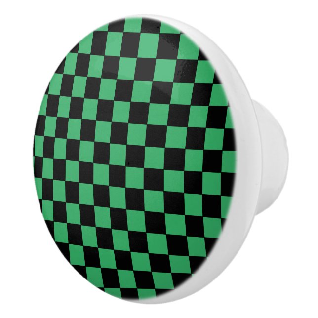 Chequered Green and Black Ceramic Knob (Right)