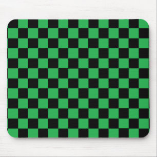 Chequered Green and Black Mouse Pad