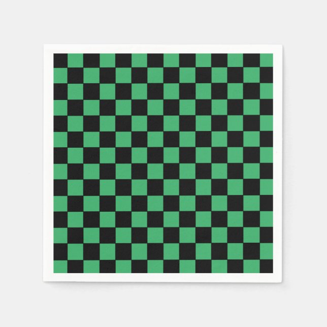Chequered Green and Black Napkin (Front)