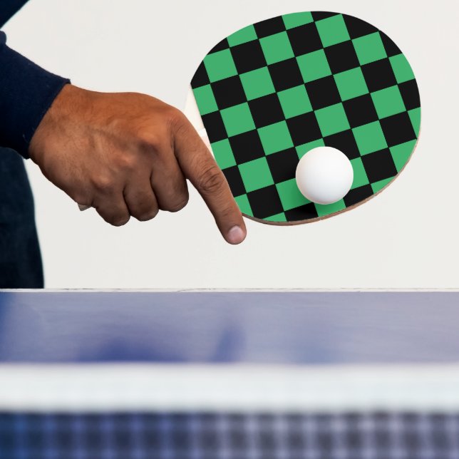 Chequered Green and Black Ping Pong Paddle (Insitu)