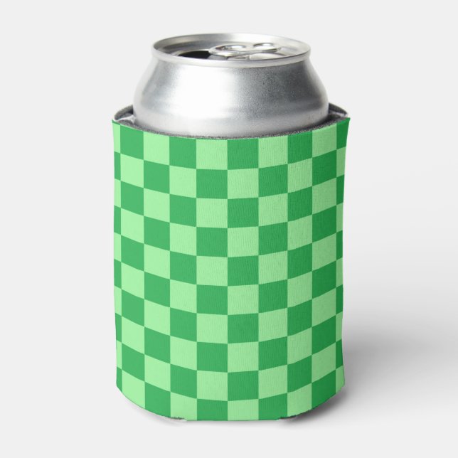Chequered Green and Mint Green Can Cooler (Can Front)