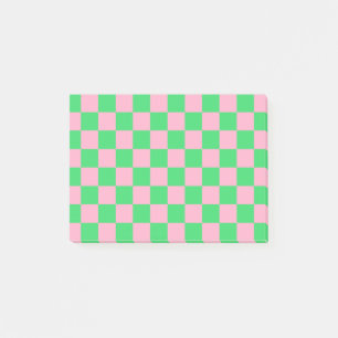 Chequered Green and Pink Post-it Notes