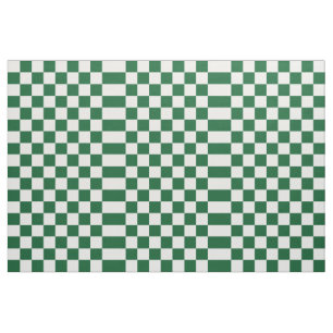 Chequered Green and White Geometric Fabric