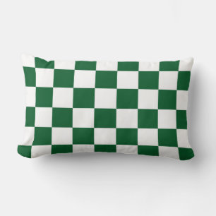 Chequered Green and White Lumbar Cushion