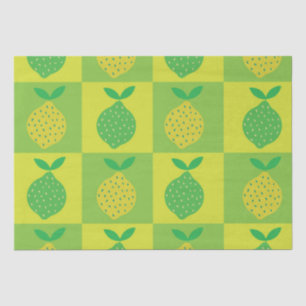 Chequered Green and Yellow Lemons Pattern Tissue Paper