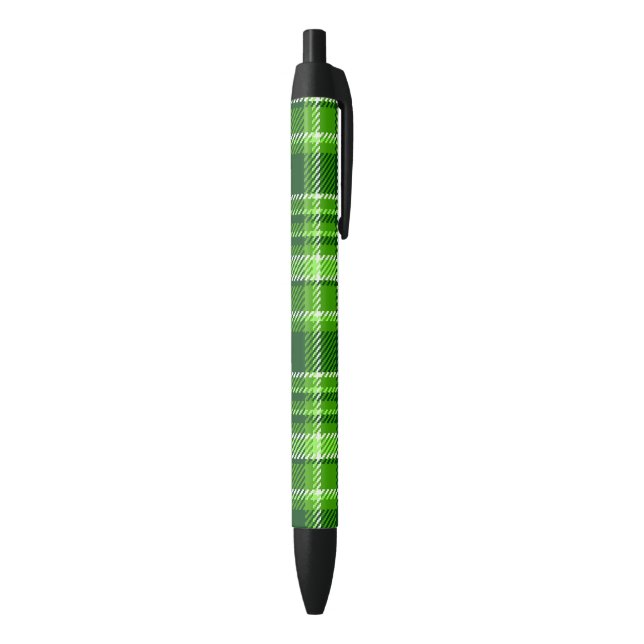 Chequered Green Colour Pattern Black Ink Pen (Bottom (Vertical))