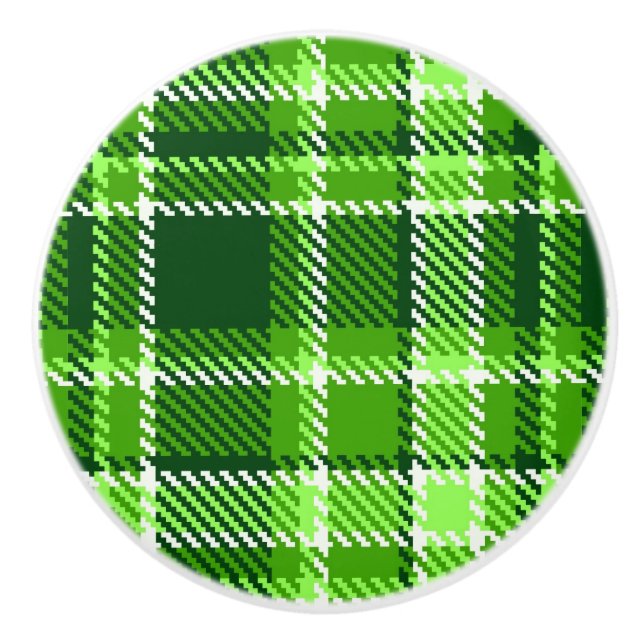 Chequered Green Colour Pattern Ceramic Knob (Front)