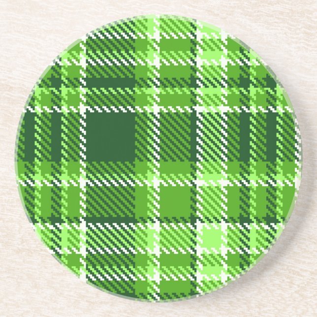 Chequered Green Colour Pattern Coaster (Front)