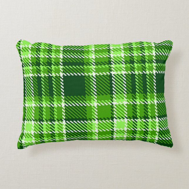 Chequered Green Colour Pattern Decorative Cushion (Front)