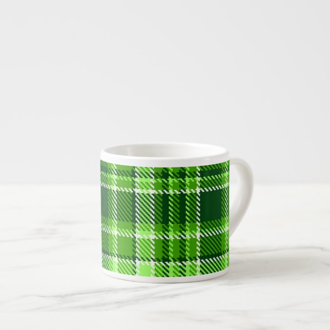 Chequered Green Colour Pattern Espresso Cup (Front Right)