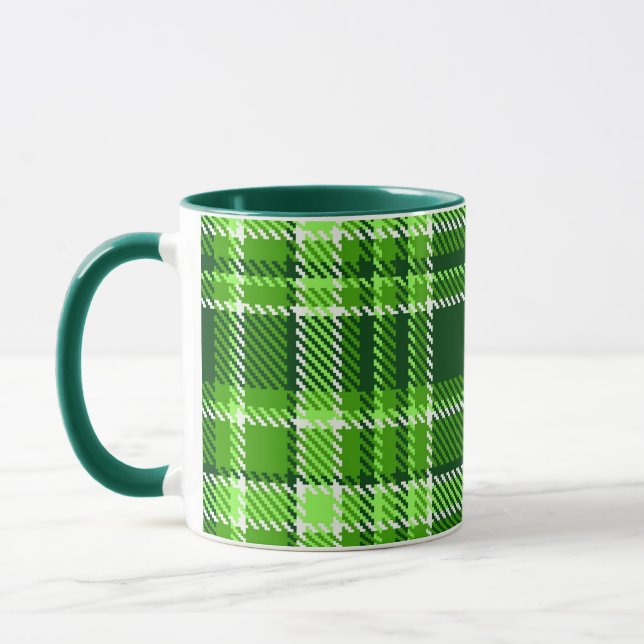 Chequered Green Colour Pattern Mug (Left)