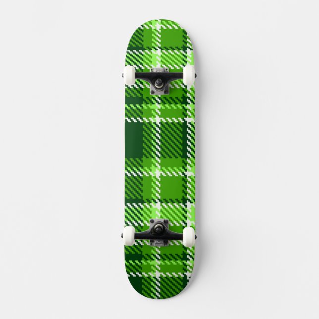 Chequered Green Colour Pattern Skateboard (Front)