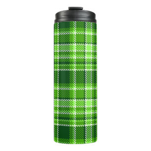 Chequered Green Colour Pattern Thermal Tumbler