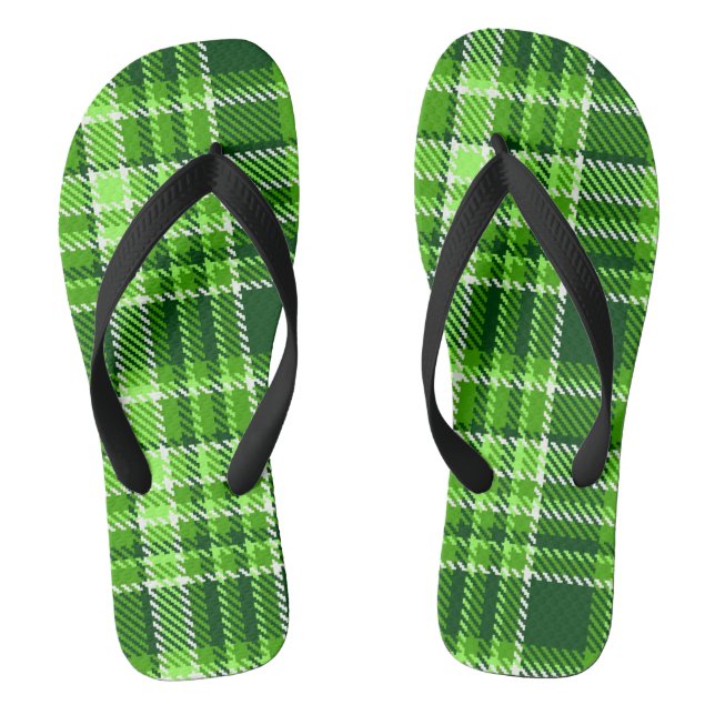 Chequered Green Colour Pattern Thongs (Footbed)