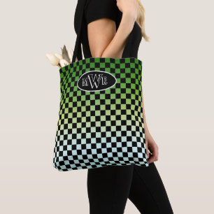 Chequered Green Fade Tote