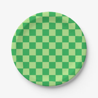 Chequered Green Paper Plate
