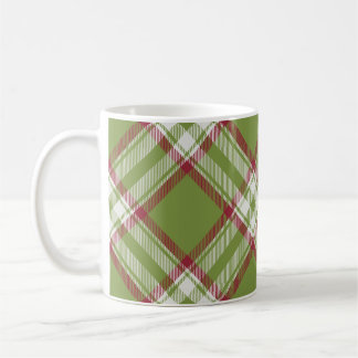 Chequered Green, Red and White Colour Coffee Mug