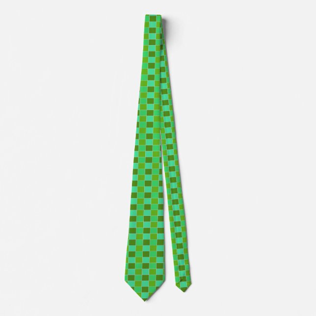 Chequered green tie (Front)